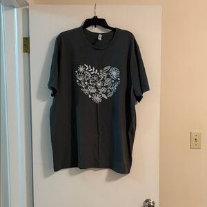 Floral Heart T shirt-Dark Green